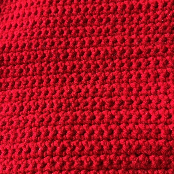 Hand Crafted Patriotic Red Knit Throw Pillow Cover 18 x 18 Hand Crochet Heirloom - Picture 4 of 16